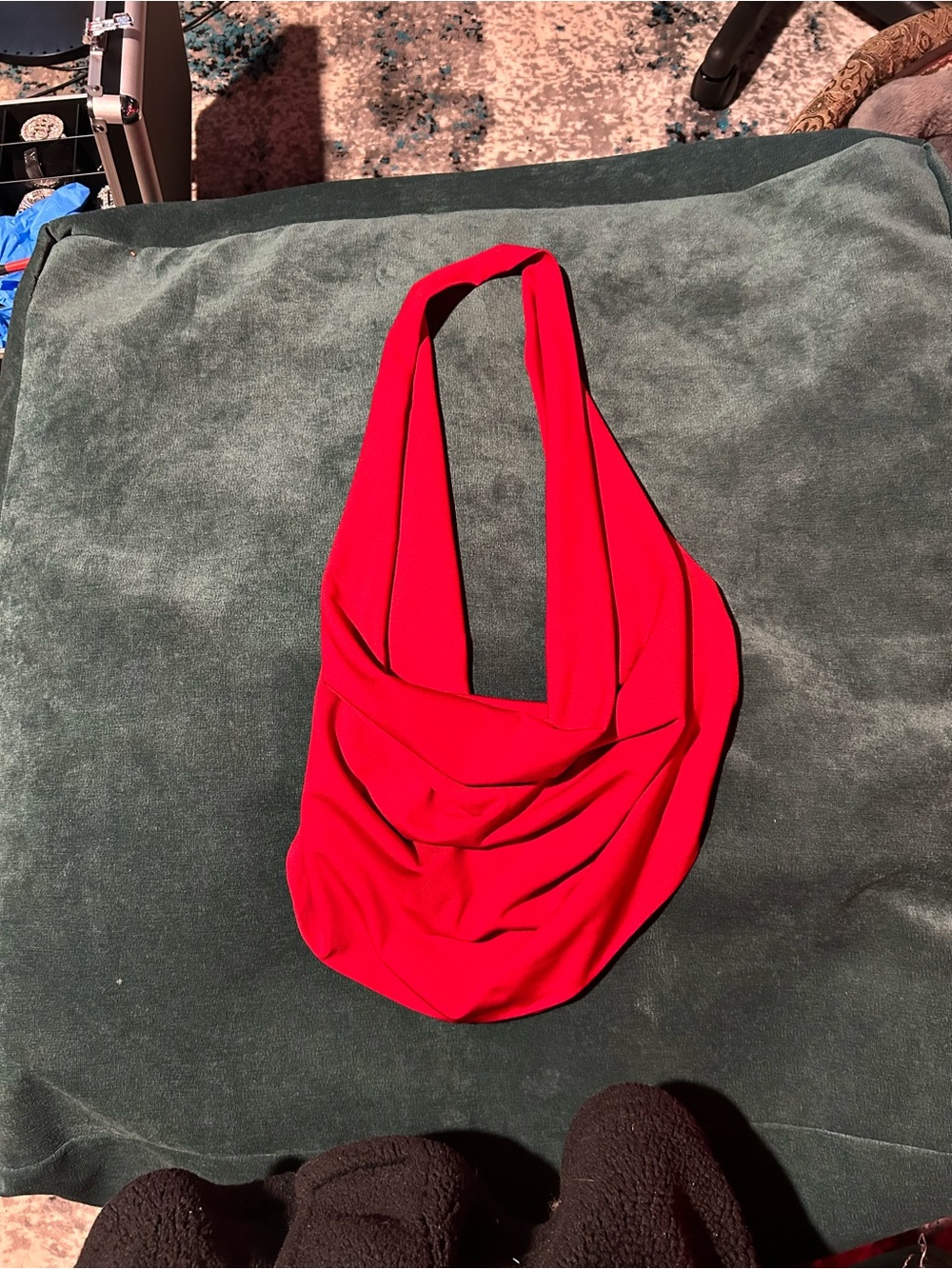 HYFVE Red Draped Crop Top Halter